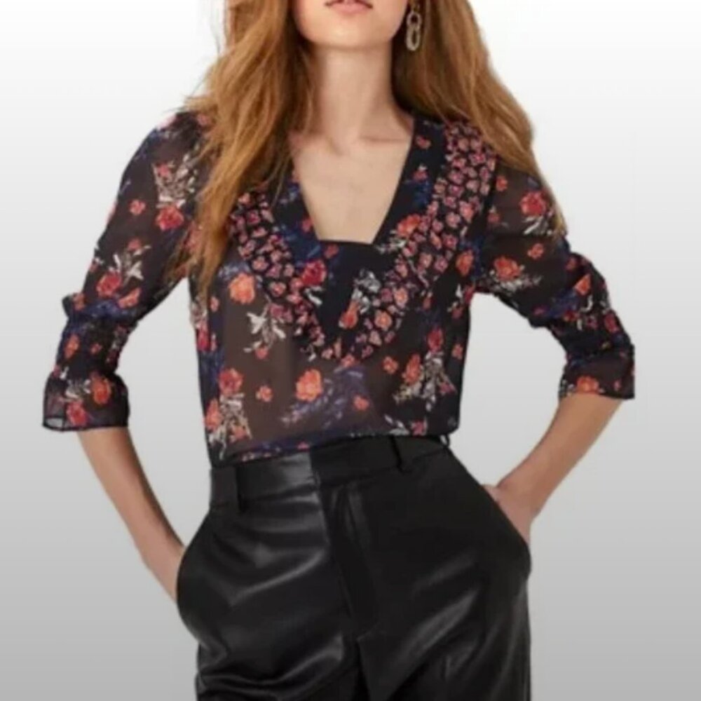 French Connection Ella Rose Ruffle Top, Size 0